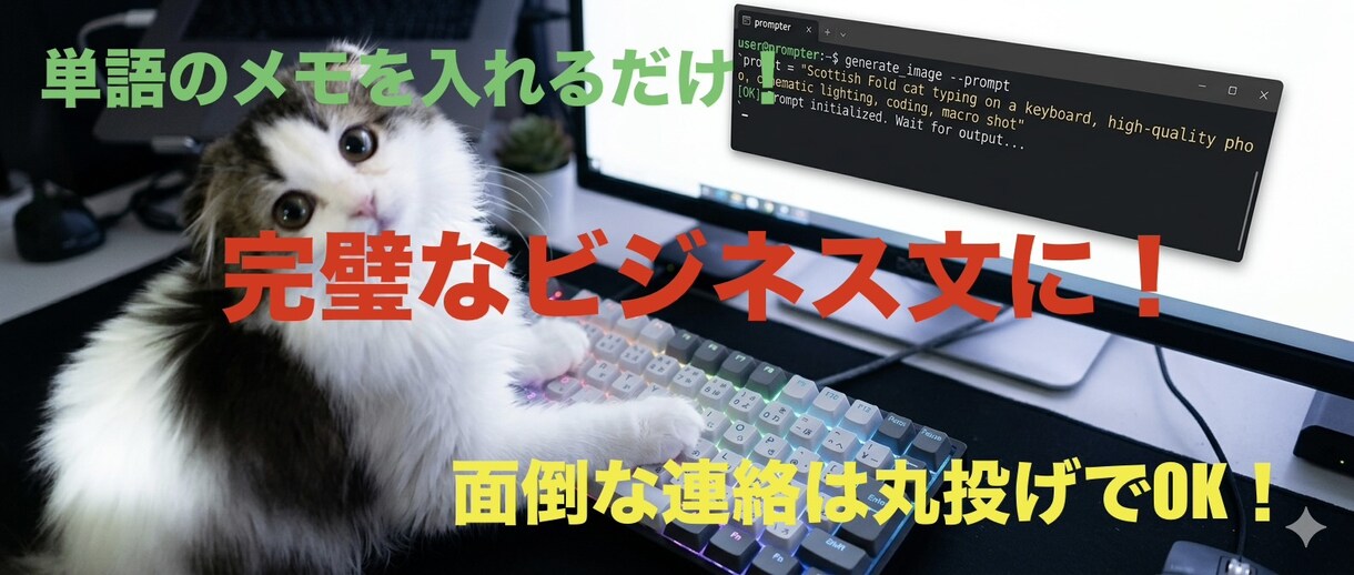 箇条書きを丁寧なビジネスメールに一瞬で変えます 中卒職人が伝授！単語のメモを綺麗なビジネス文にします イメージ1