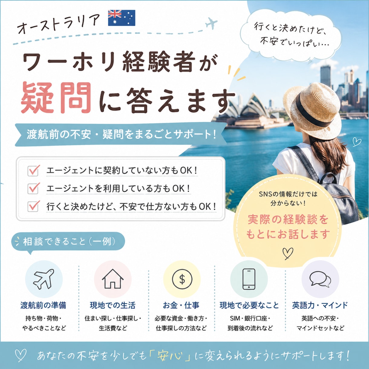 オーストラリアワーホリの渡航前相談に乗ります エージェントでは聞きにくいリアルな疑問に回答 イメージ1