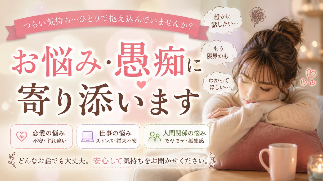 マジで話して良かった!心から寄り添い、癒します 誰にも分かって貰えない悩みや真っ当な言葉で傷のあるあなたへ イメージ1
