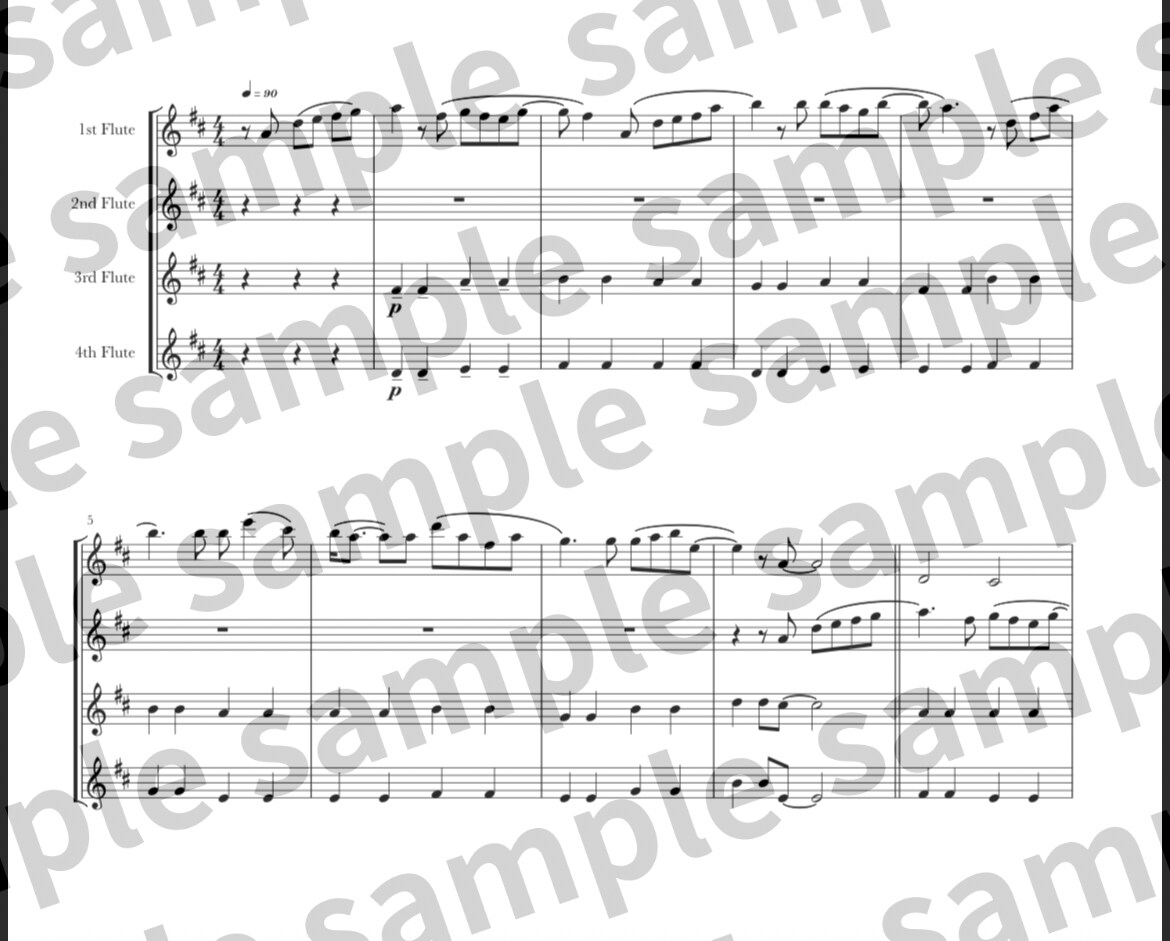 フルートアンサンブル作ります お好きな楽曲をフルートアンサンブルに編曲します！ イメージ3