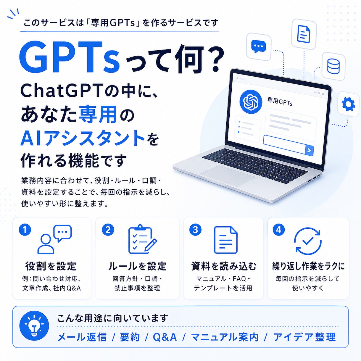業務に最適なAIツールを提案・構築します GPT・アプリ・自動化…最適手段を一緒に選びます イメージ1