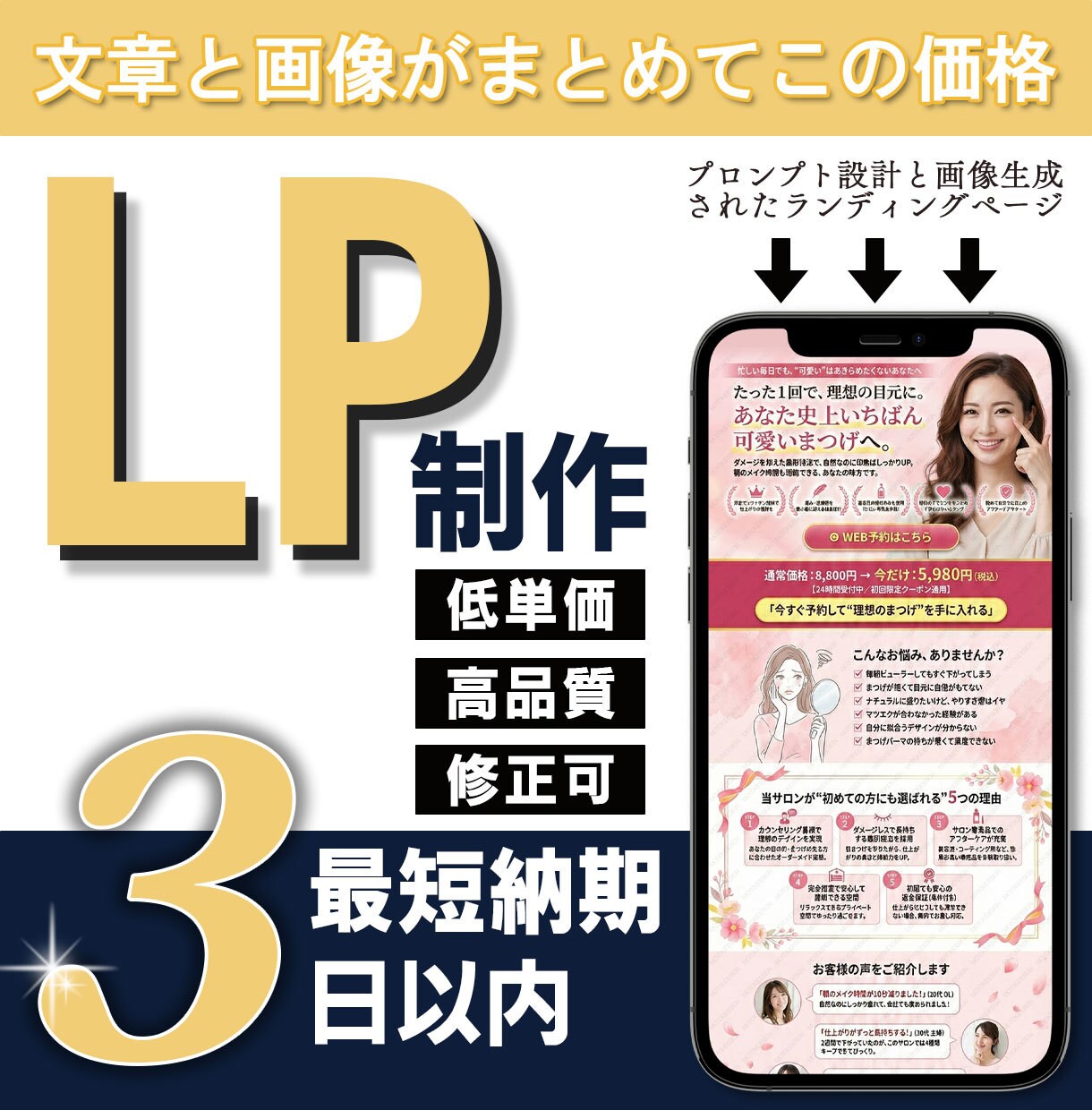 AI活用LP文章＆画像制作サービスを提供します 低価格でも伝わるLP文章と画像を丁寧に仕上げます イメージ1
