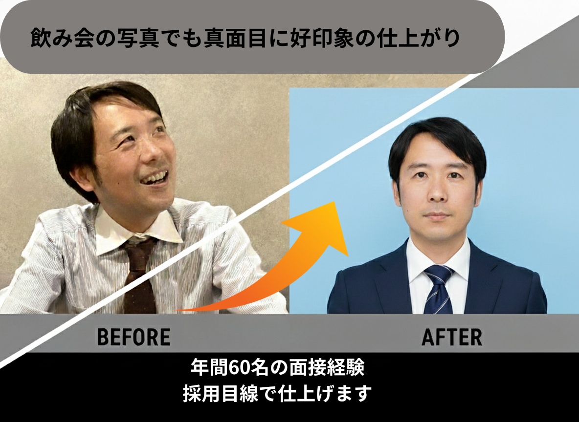 面接官監修　スナップ写真を証明写真に加工します 採用側の視点で印象を整える証明写真＋就活履歴書サポート イメージ3