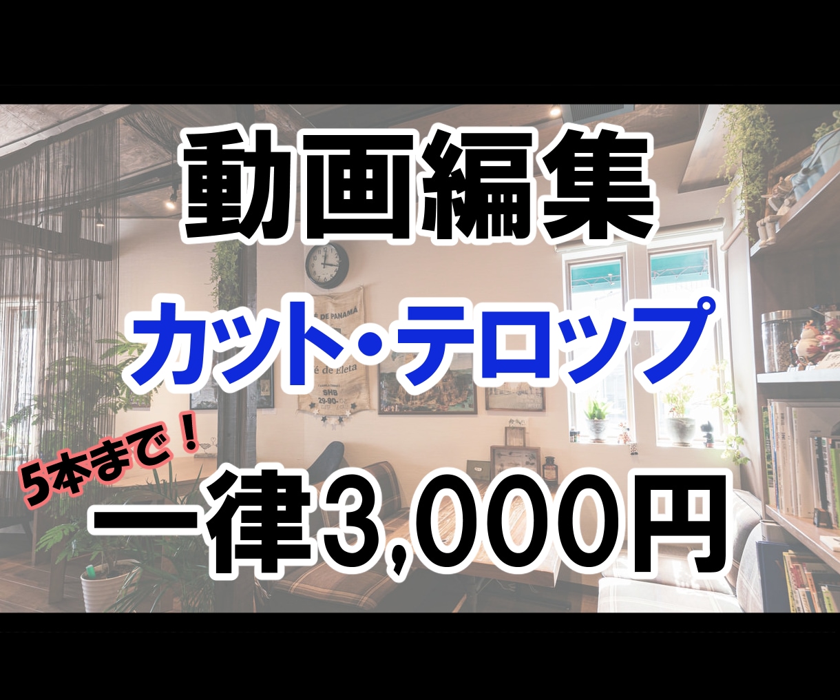 カット・テロップ追加料金なし！一律料金で製作します 初心者だからこその価格！一度に5本までまとめて3000円！ イメージ1