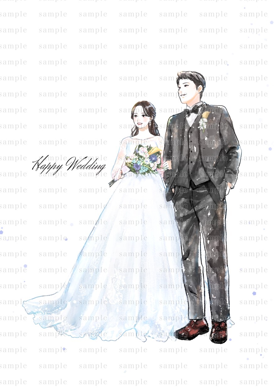 暖かいタッチでウエディングイラストお描きします 前撮りや挙式のお写真を記念にイラスト化しませんか？ イメージ8