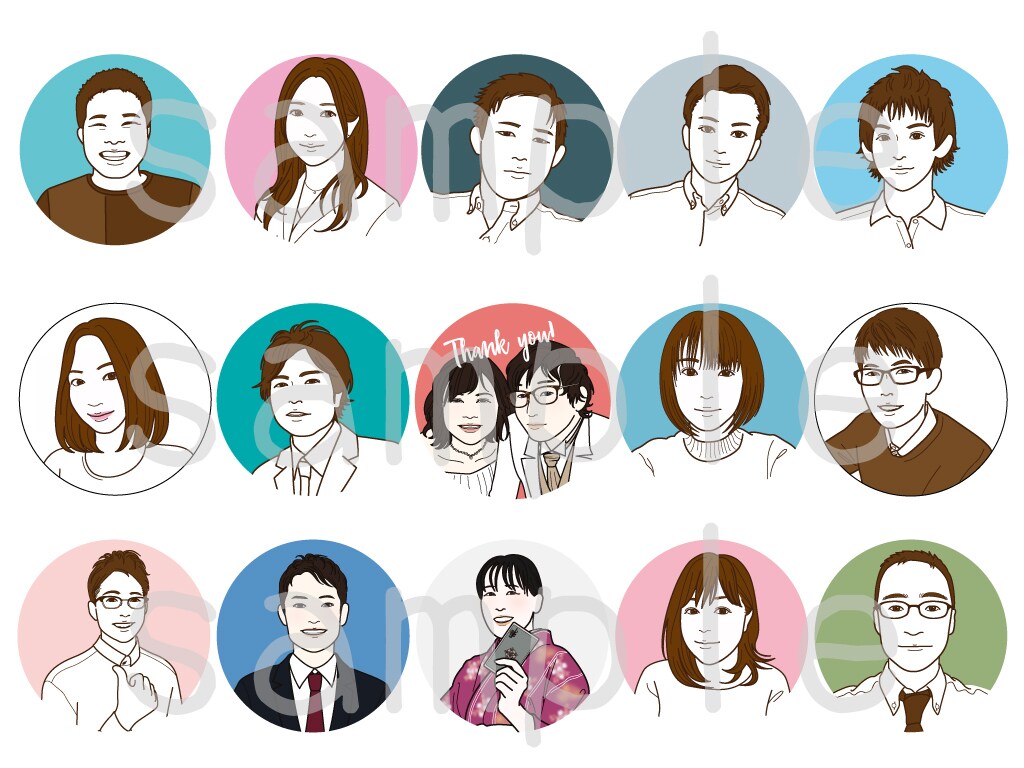 パっと目を引くシンプルな似顔絵をお描きします 似ているけどリアルすぎない！SNSアイコンや名刺等にいかが♪ イメージ7