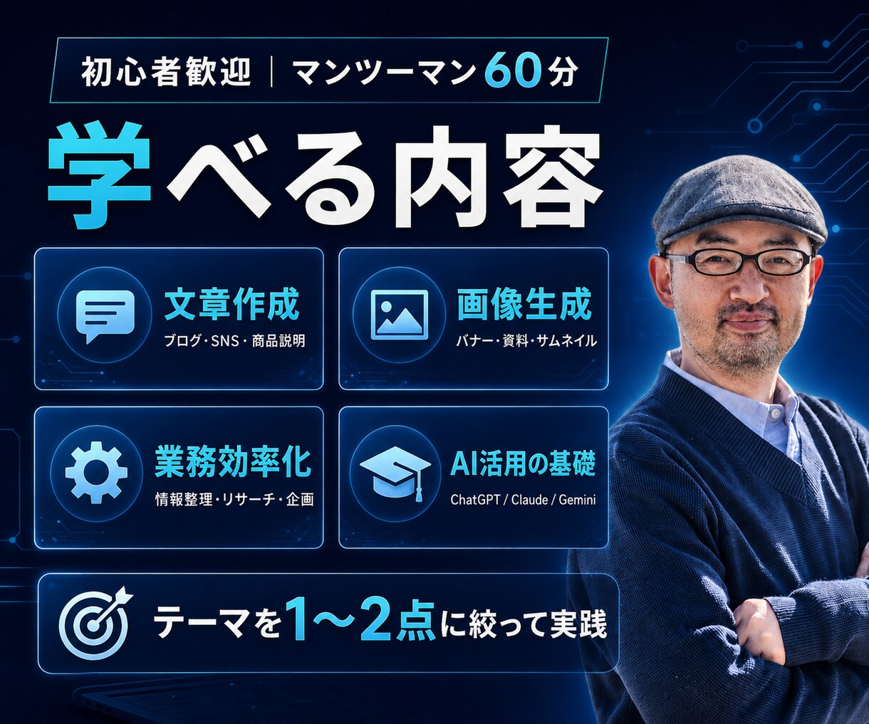 AI講師があなたに合うAI活用法を個別指導します 知るだけで終わらない、仕事で使えるマンツーマンAI実践講座 イメージ3