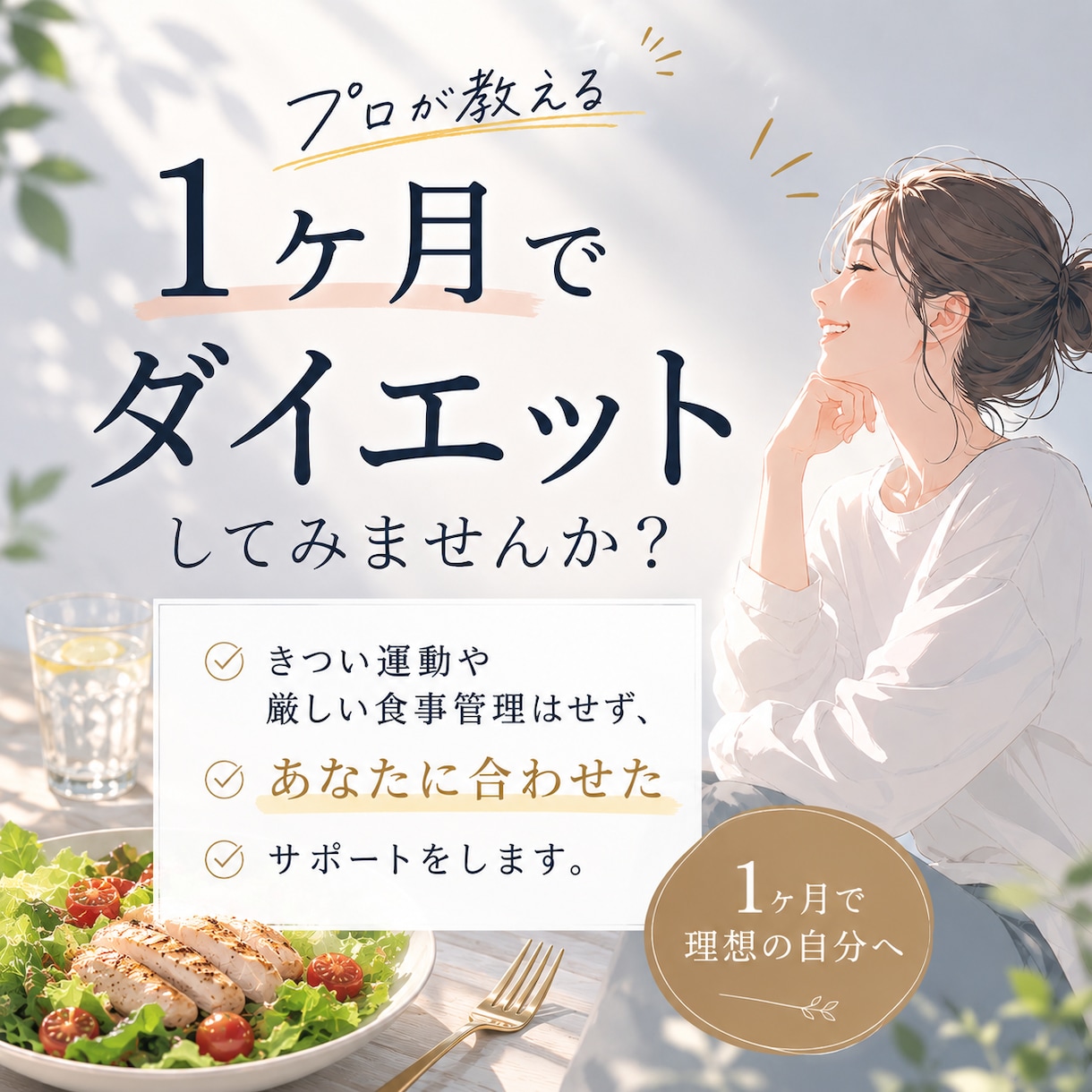 元RIZAPトレーナーが1ヶ月ダイエットを支えます 1ヶ月無理なく続ける食事管理をサポートします イメージ1