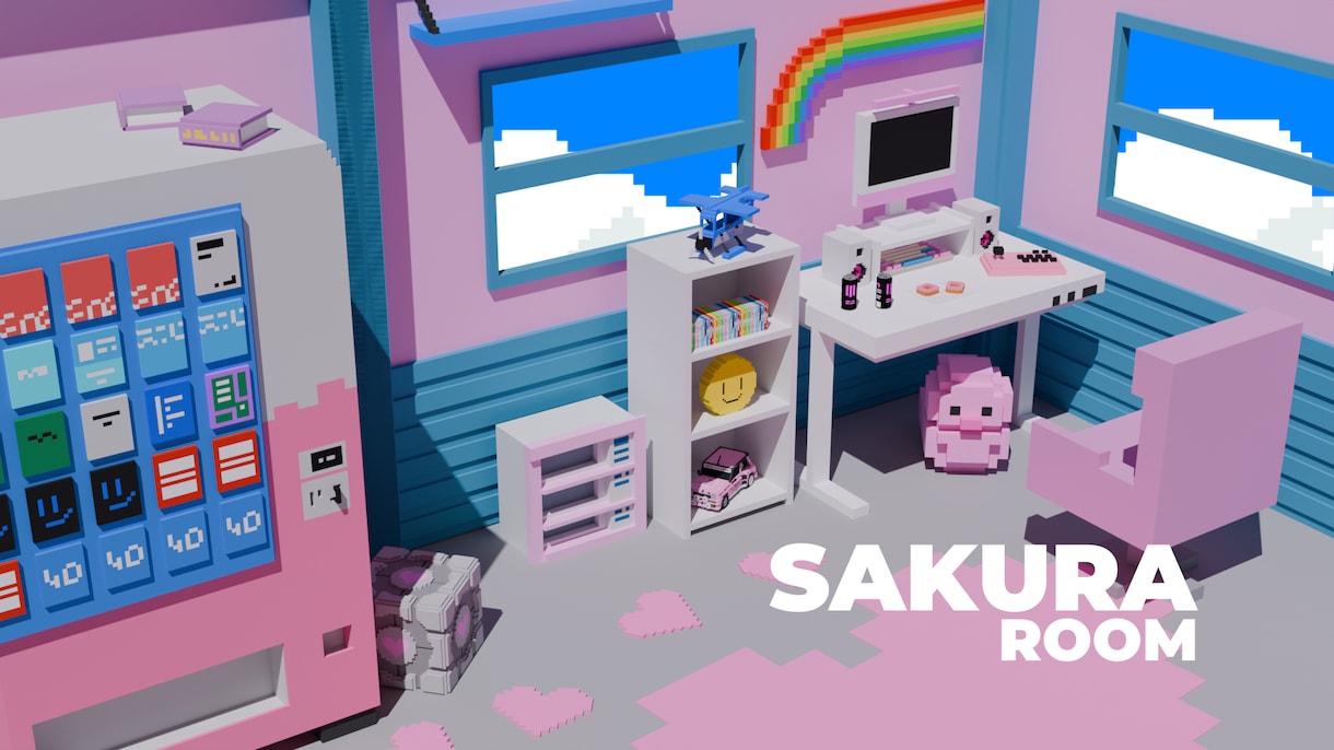 Vtuber・配信者向けの配信画面・背景作ります 3Dボクセル×グラフィックで周りと被らないポップな配信画面に イメージ4