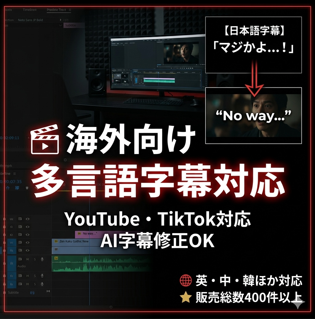 海外向け動画を多言語字幕化します 海外視聴者向けに自然な字幕へ対応 イメージ1