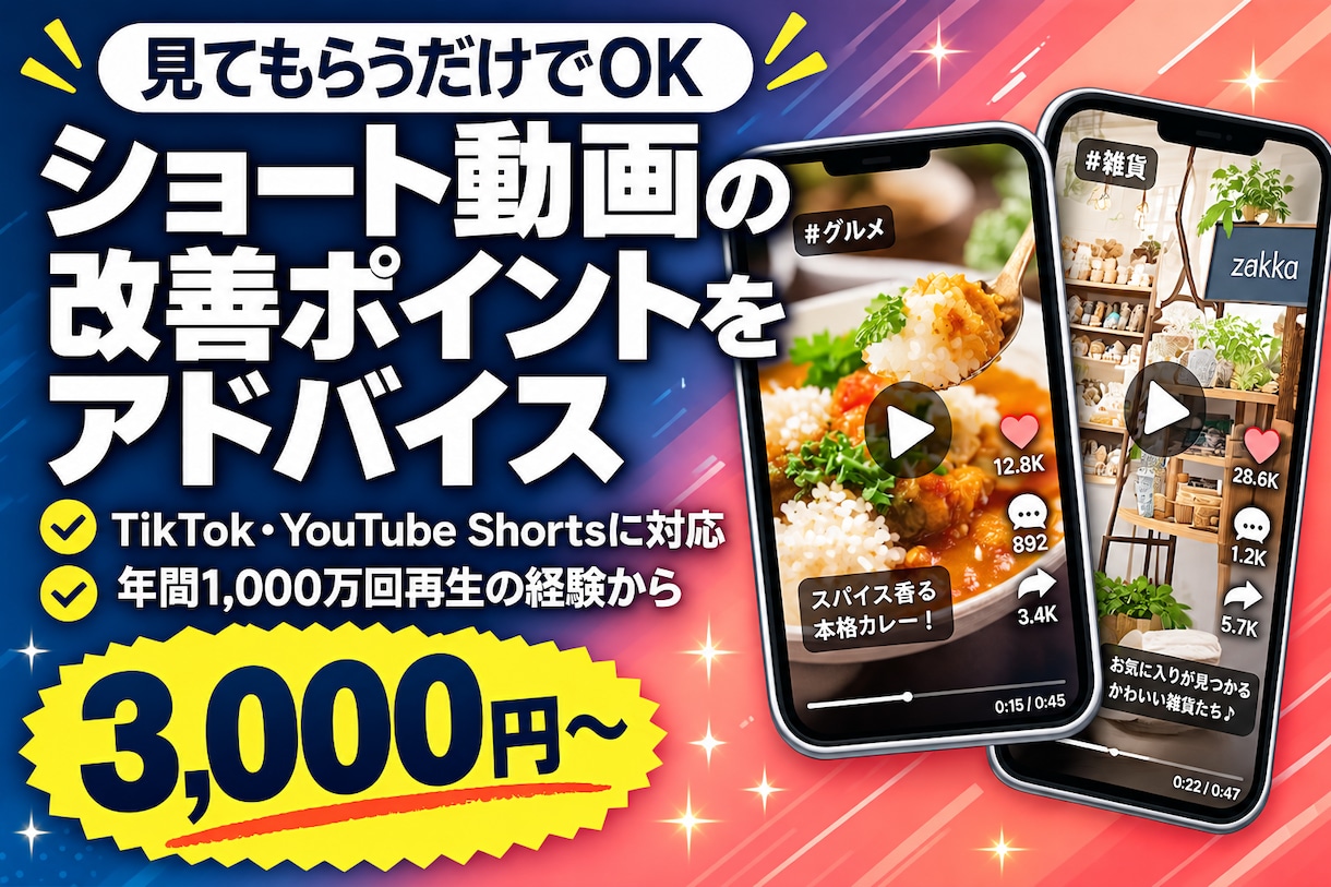 ショート動画の改善ポイントをアドバイスします 年間1,000万回再生の経験からお伝えします イメージ1