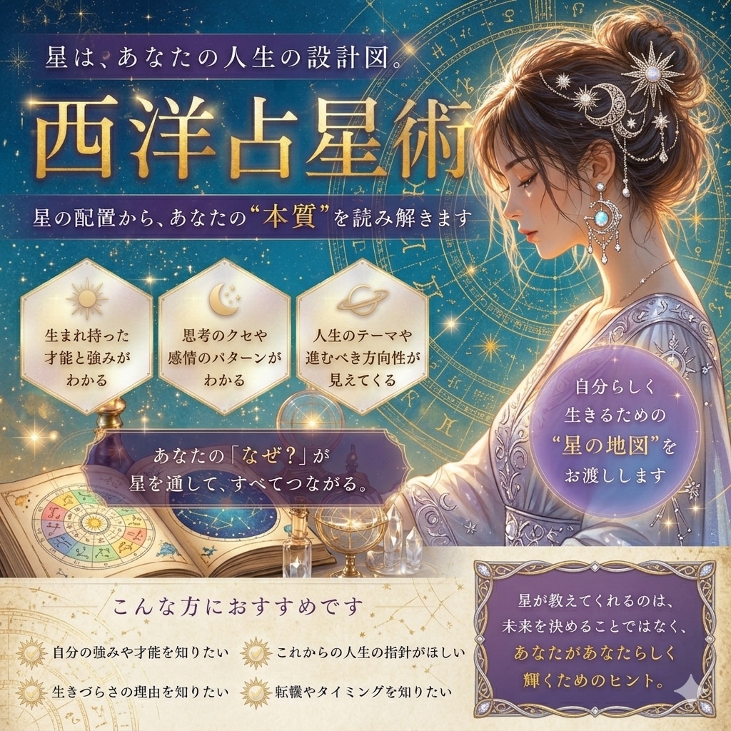 あなたの【自分らしさ設計図】を星から紐解きます ホロスコープという鏡から、自分を見つめ直してみませんか イメージ1