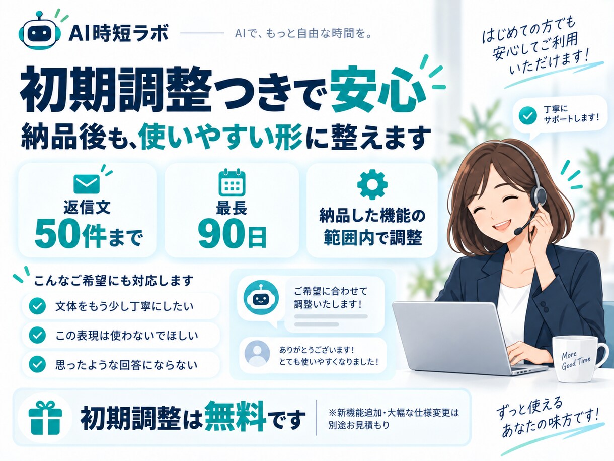 問い合わせ返信AIをあなた用に設定しますます 問い合わせを貼るだけで返信案をすぐ作れます イメージ4