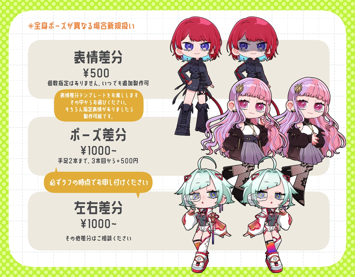 目を惹いて目立つカートゥーン風SDキャラ制作します 【商用可】頭身3種類!立ち絵以外にも幅広く対応します! イメージ7