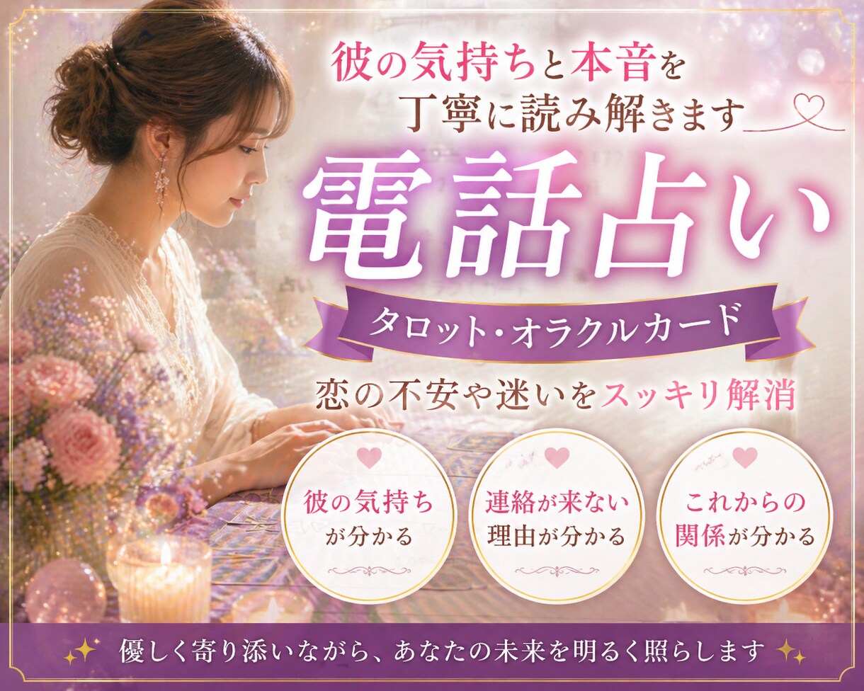 大手電話占い経験｜彼の気持ちを読み解きます これからの流れと進み方を分かりやすくお伝えします イメージ1