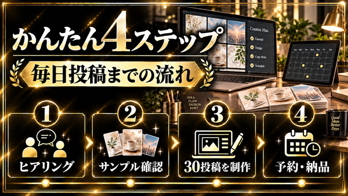 Instagram運用代行｜30日分を制作します 画像30枚・投稿文・予約設定まで初回1万円 イメージ4