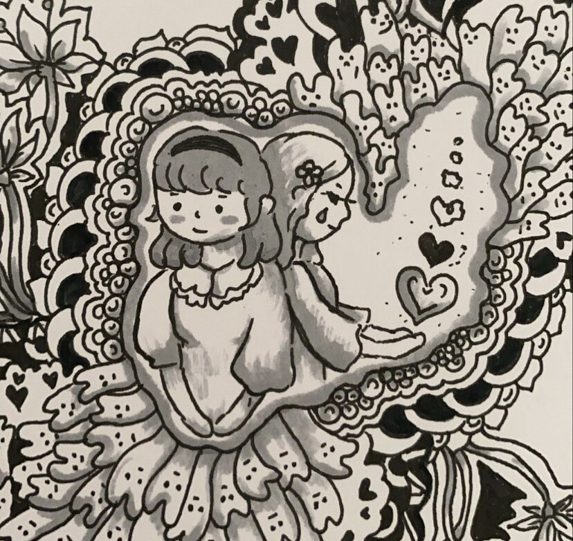 モノクロイラスト(アナログ)を販売してます 不思議で可愛らしい世界観のイラストを制作しています。 イメージ6