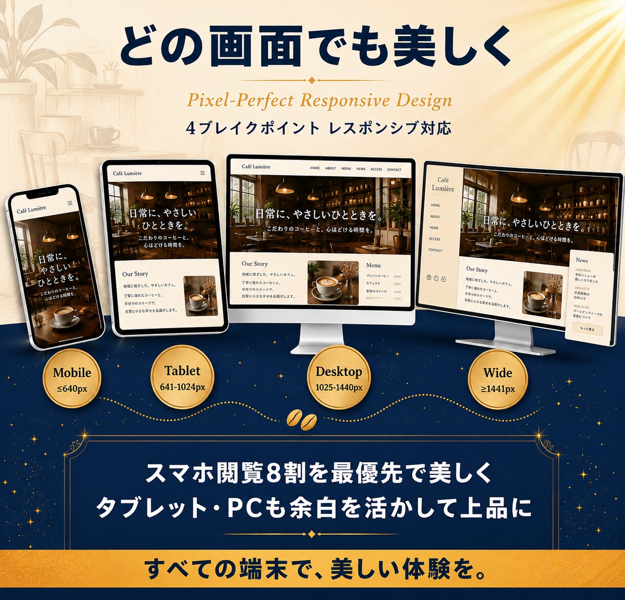トレンドデザインで店舗ホームページ制作します 写真と雰囲気が伝わる、上質なデザインの店舗HPを制作 イメージ6