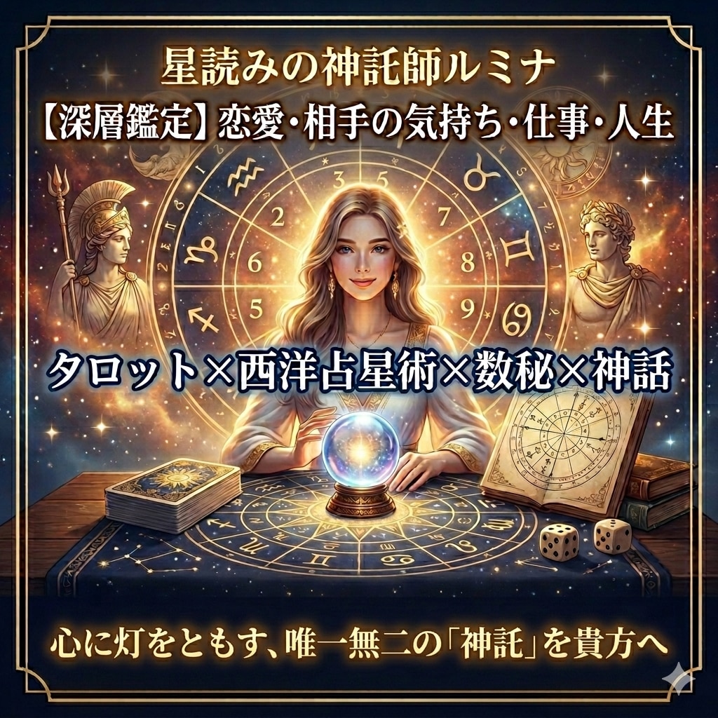 本確占い 恋愛・相手の気持ち・仕事を深層鑑定します タロット×西洋占星術×数秘×神話を用いた鑑定 イメージ1