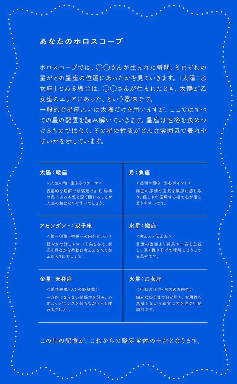 星に刻まれたあなたの説明書｜ホロスコープで占います ⋆˙⟡あなたがあなたらしく生きるための、星からのヒント⋆˙⟡ イメージ2