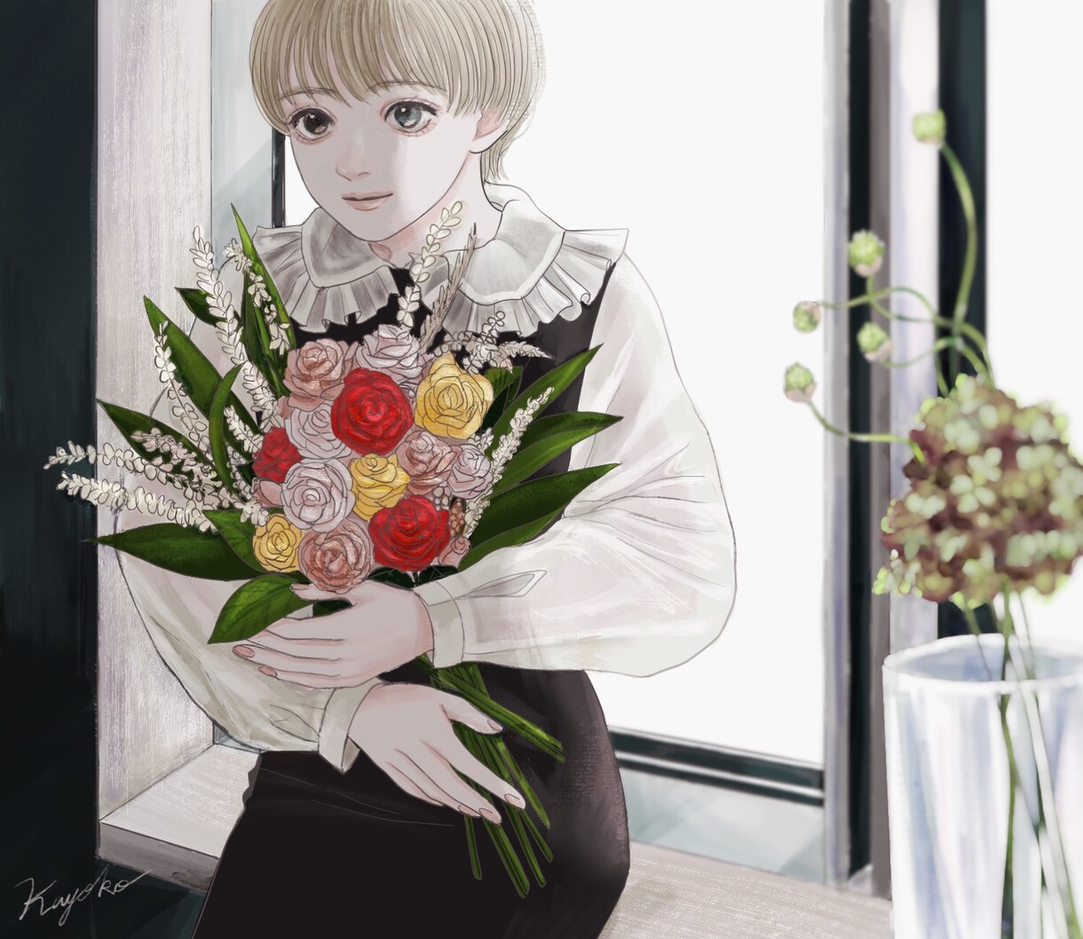 繊細で美しい背景込みのイラスト制作させて頂きます 表紙や挿絵、サムネイルなど商用にもお使いください。 イメージ6