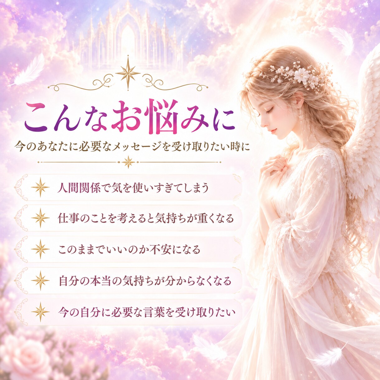今のお悩みに 天使さんの言葉を届けます お悩みを1つ伺い、今必要な言葉をお届けします イメージ3