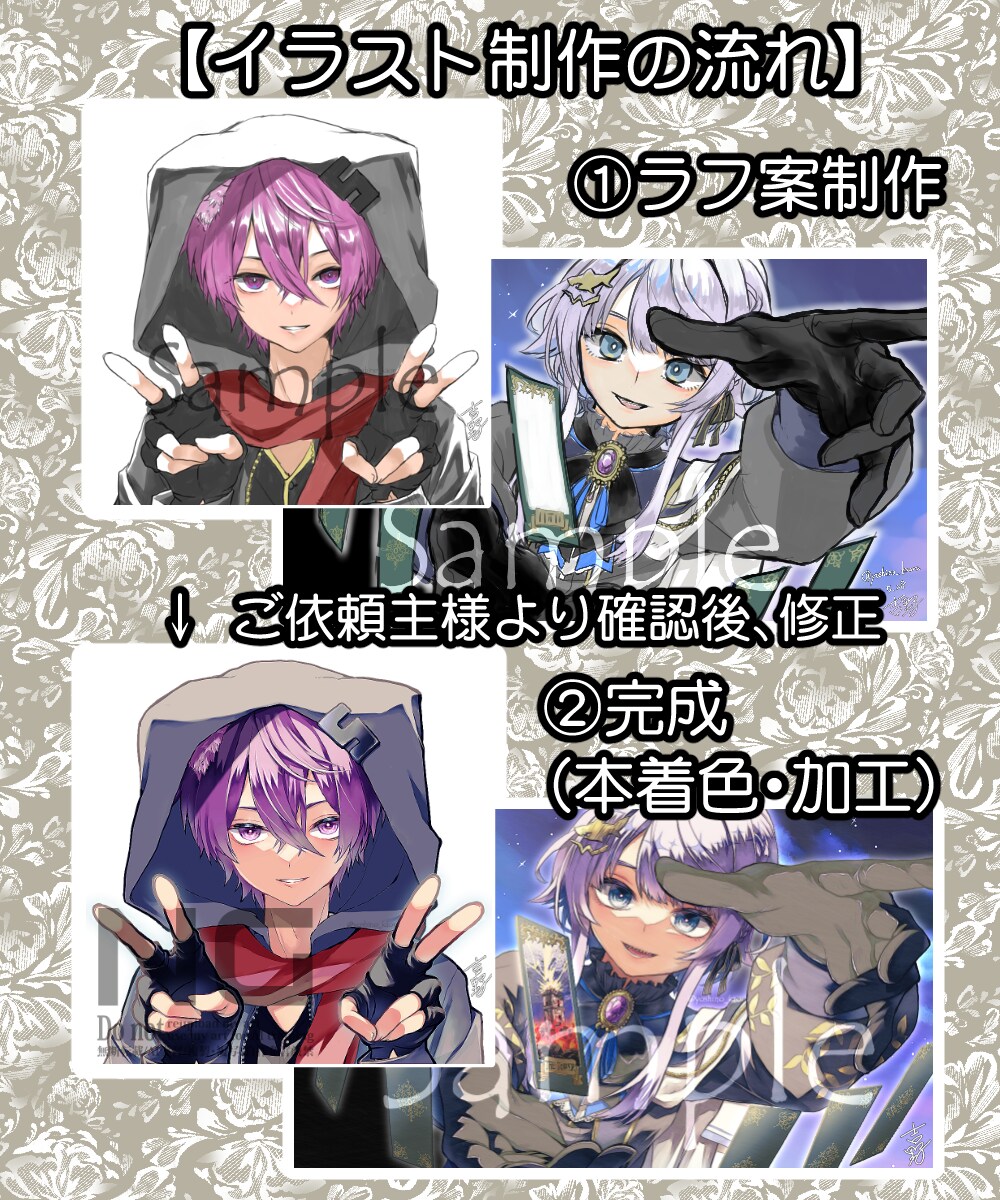 キャラクター立ち絵描きます 貴方のキャラクターの立ち絵・三面図イラストを描きます！ イメージ3