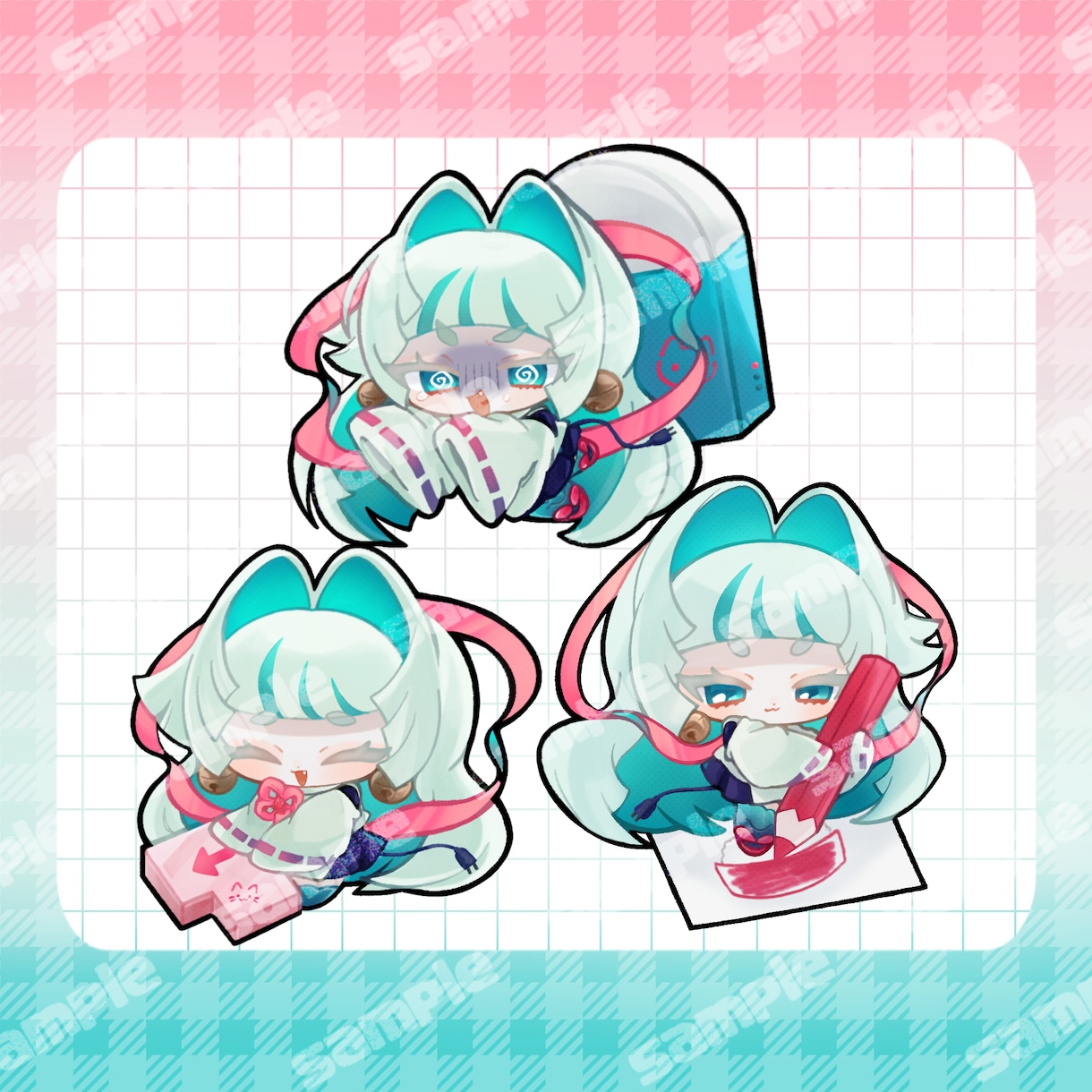 ゆるもちミニキャライラストお描きします 通常よりちんまりゆるゆるもちもちなミニキャライラストです！ イメージ6