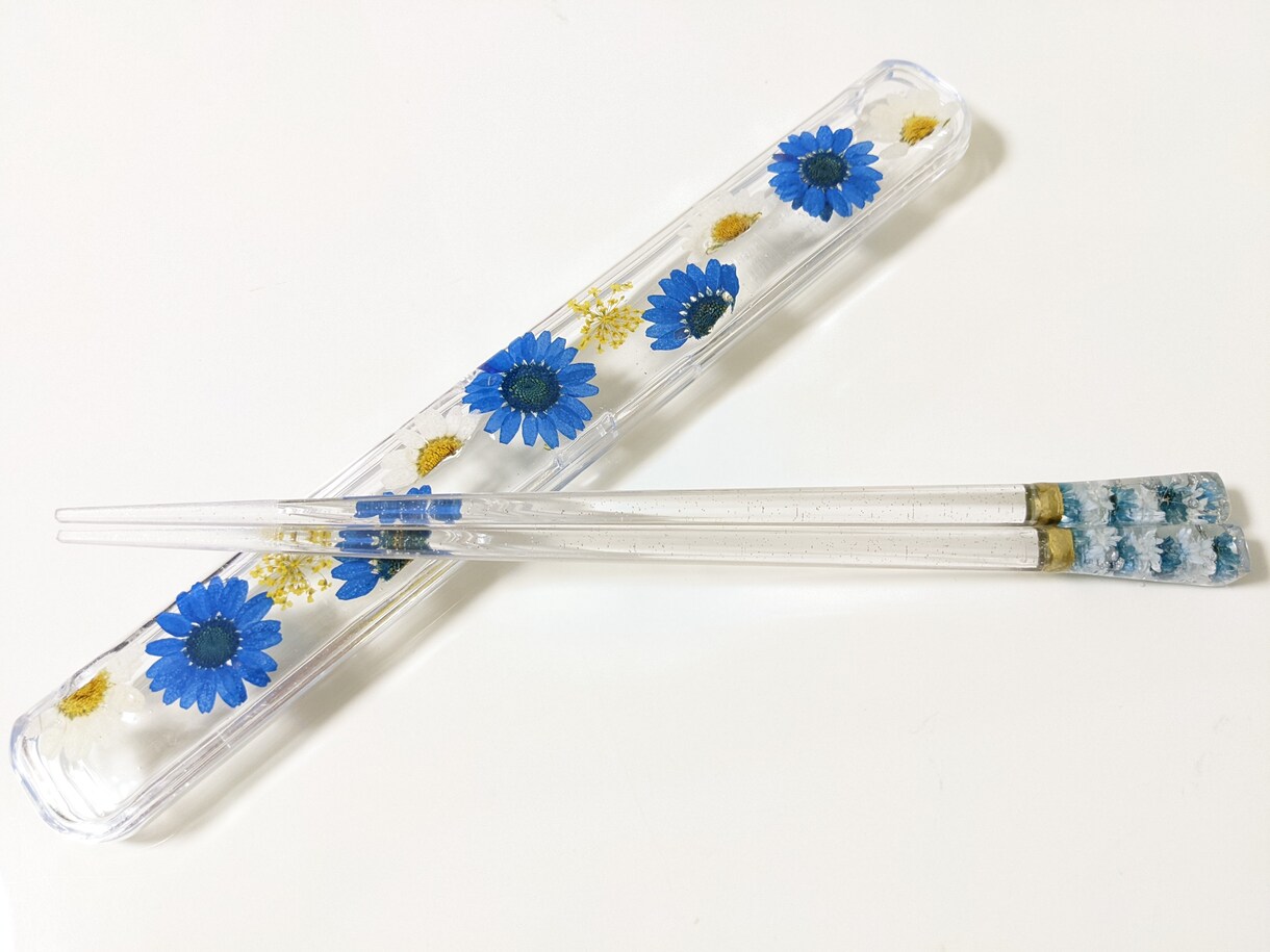 花でお箸（2膳）&お箸ケースのセットをお作りします 日本ハーバリウム協会認定講師が箸&箸ケースをお作り致します。 イメージ1