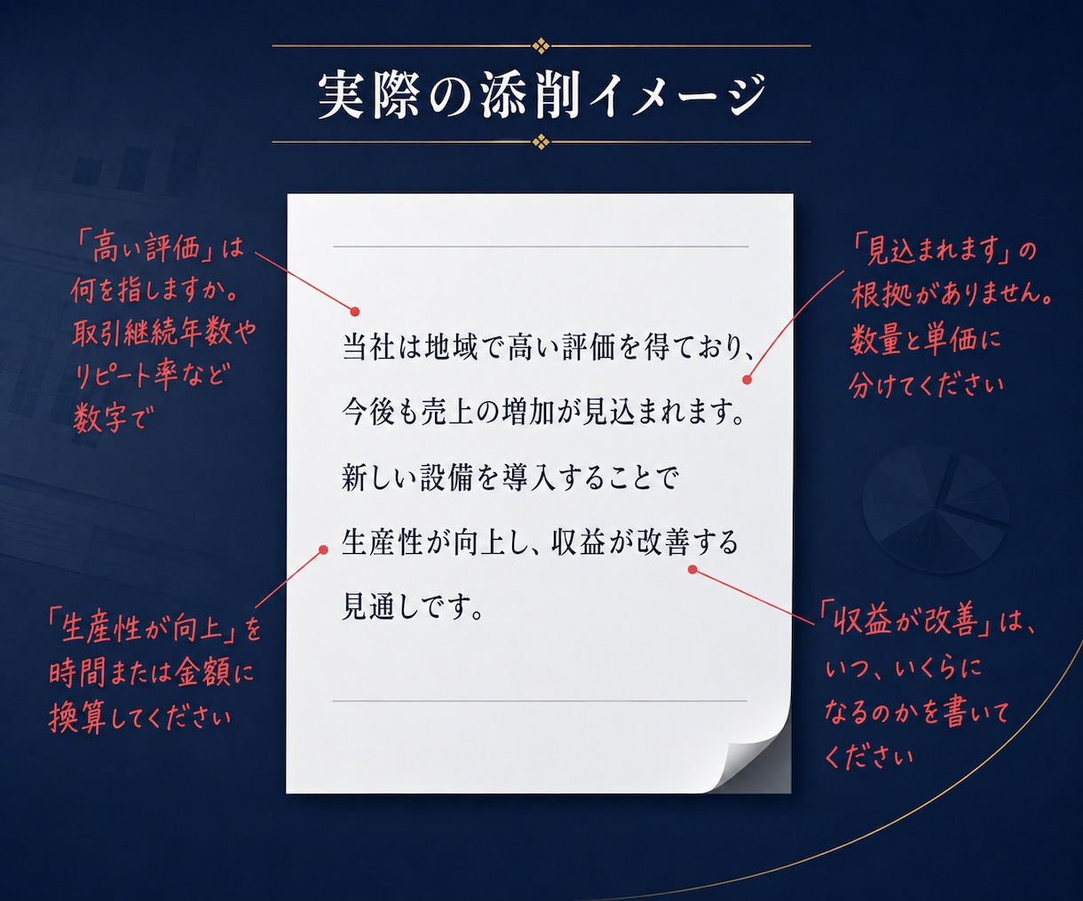 診断士が融資・取引先向け事業計画書を添削します 3営業日で返却｜どこをどう直すかコメントでお返しします イメージ5