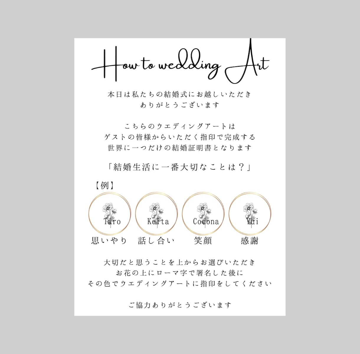 ゲスト参加型！結婚証明書の台紙を作成します お花のイラストが可愛い♪華やかな結婚証明書♪ イメージ8
