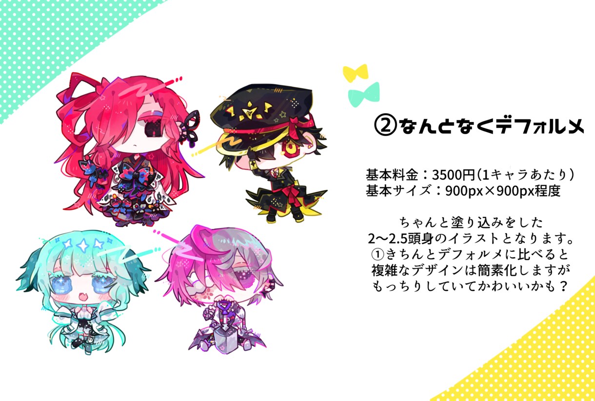 3種・背景オプション有！かわいいデフォルメ描きます かわいいデフォルメで活動や創作ライフを豊かに！ イメージ3