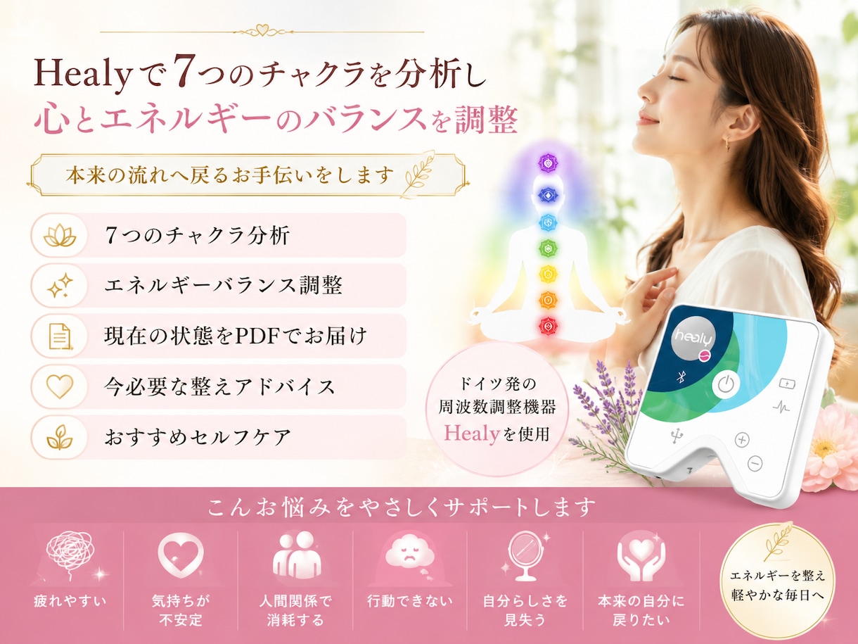 Healyで心とチャクラを整えます エネルギー漏れを整え本来の流れへ戻します イメージ2