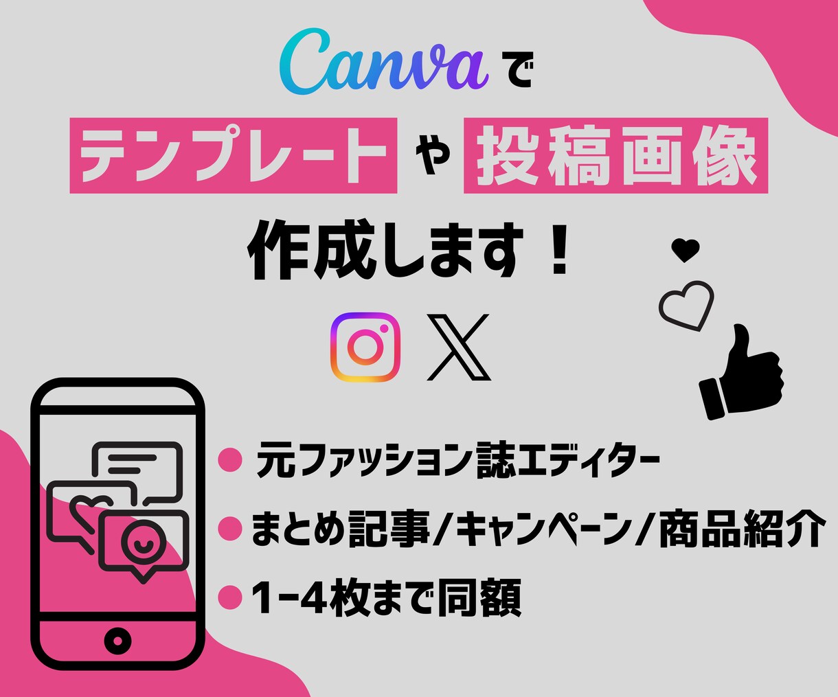 SNS投稿画像をおしゃれに作成します 元ファッション誌&SNSエディターがCanvaで丁寧に編集 イメージ1