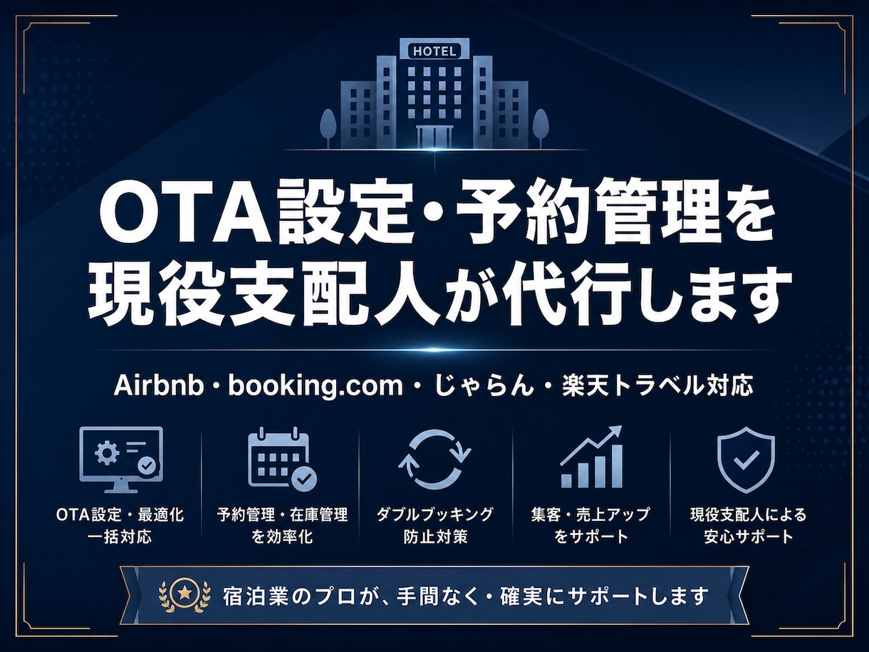 OTA設定・予約管理を現役支配人が代行します OTA登録から設定まで現役支配人が丸ごと代行 イメージ1