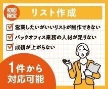 初回限定/手出しリスト：オリジナルリスト作成します 完全オリジナルで貴社の望むリストを作成致します イメージ1