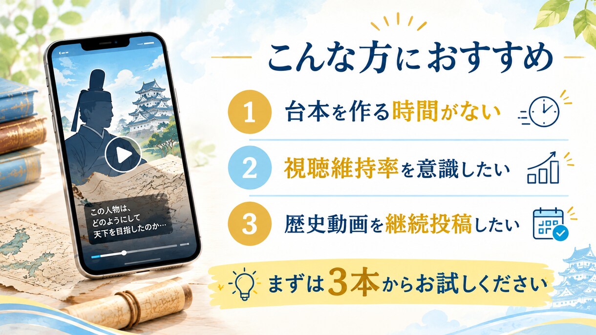 歴史系YouTubeショート台本を3本作成します 冒頭3秒で惹きつける60秒台本を迅速納品 イメージ5