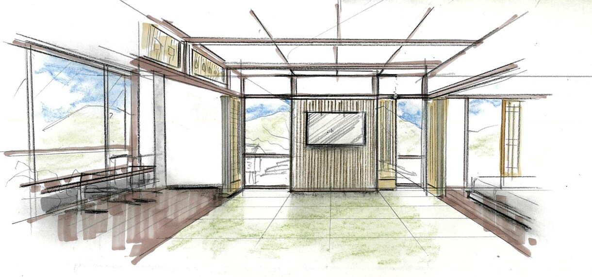 一級建築士がご希望テイストの手書きパース作成します 水彩、コピック、パステル、ペン、スピード重視フリーハンド等 イメージ8