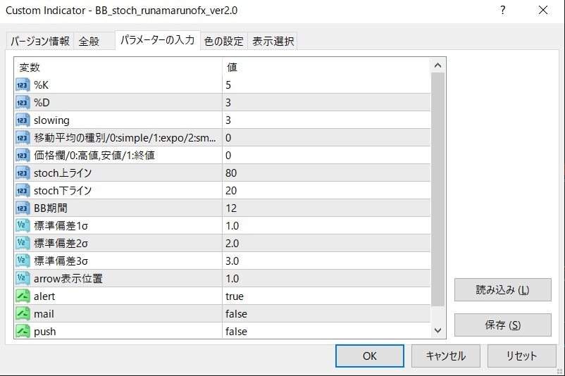 ボリバンとストキャスのインジケーターを提供します ボリバン2σから3σの間＆ストキャスのクロスで矢印を表示 イメージ2