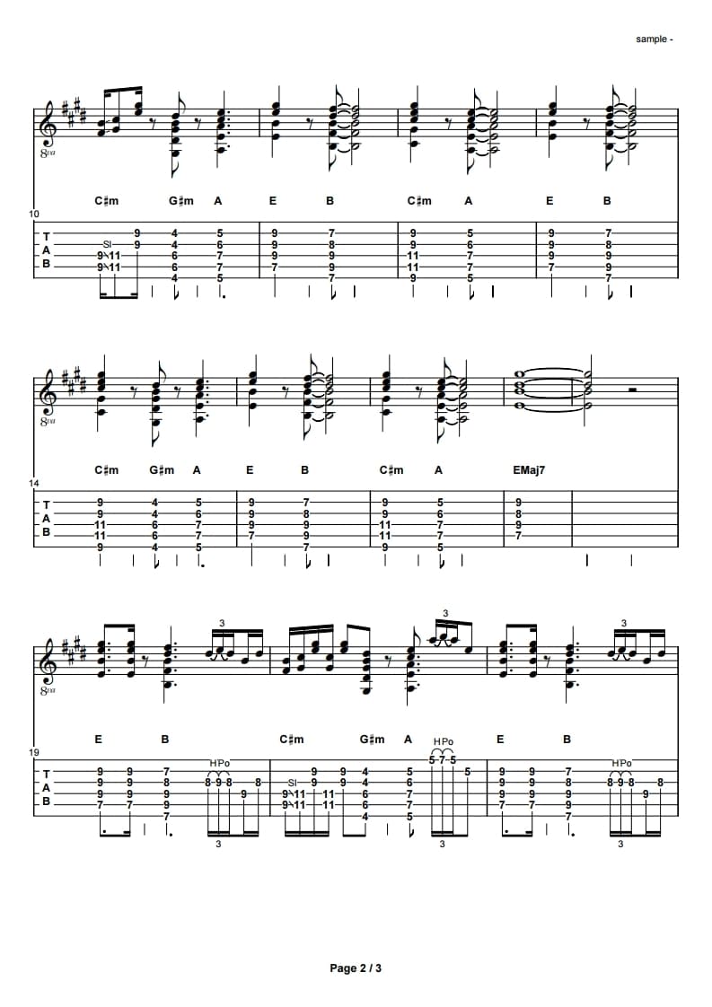 弾きたい曲のギターパートのTAB譜作成いたします ギターは弾けるけど耳コピ無理な方へ。キー変更もＯＫです！ イメージ5