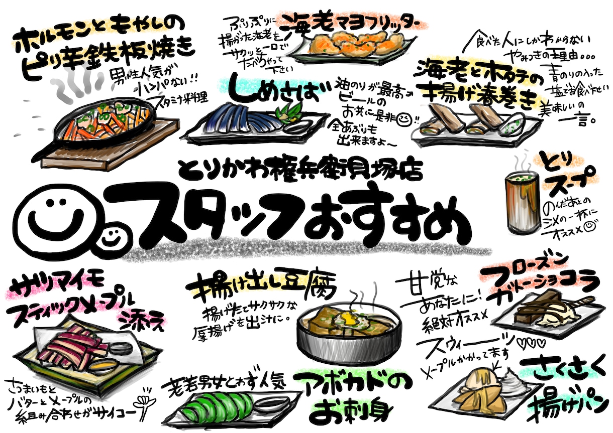 飲食のメニューPOPやその他なんでもPOP描きます 個人営業されてる方にオススメ！食べ物のイラストや字描きます！ イメージ2