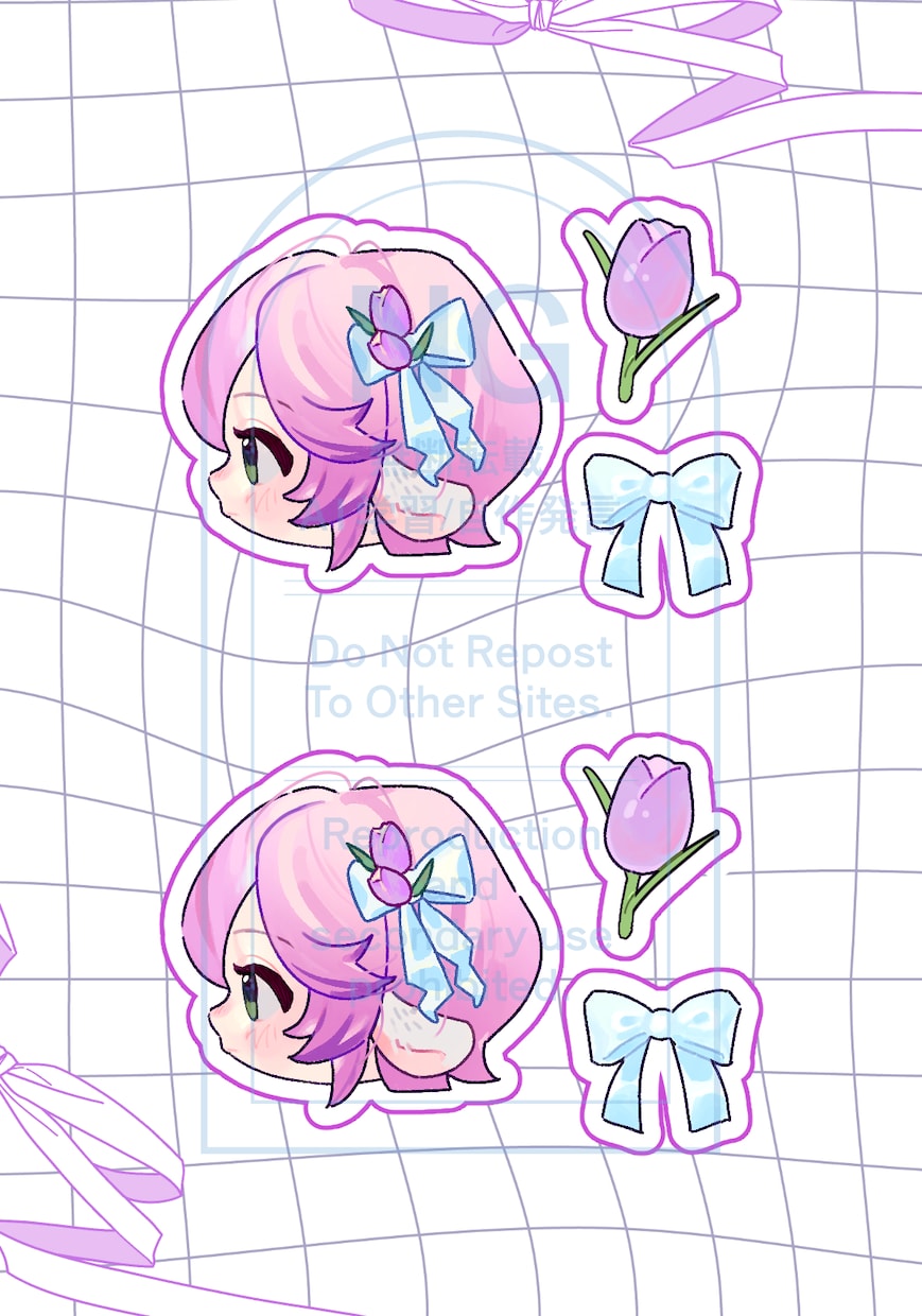 ネップリ対応　フレークシールちゃんを描きます ミニキャラ横顔＋お好きなモチーフ2点描きます。 イメージ1