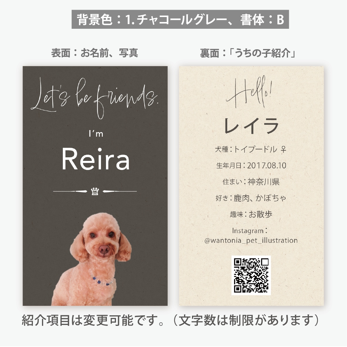 写真入りでペット名刺をシンプルデザインで作ります デザイナーへのセミオーダー！両面印刷100枚　送料無料 イメージ5