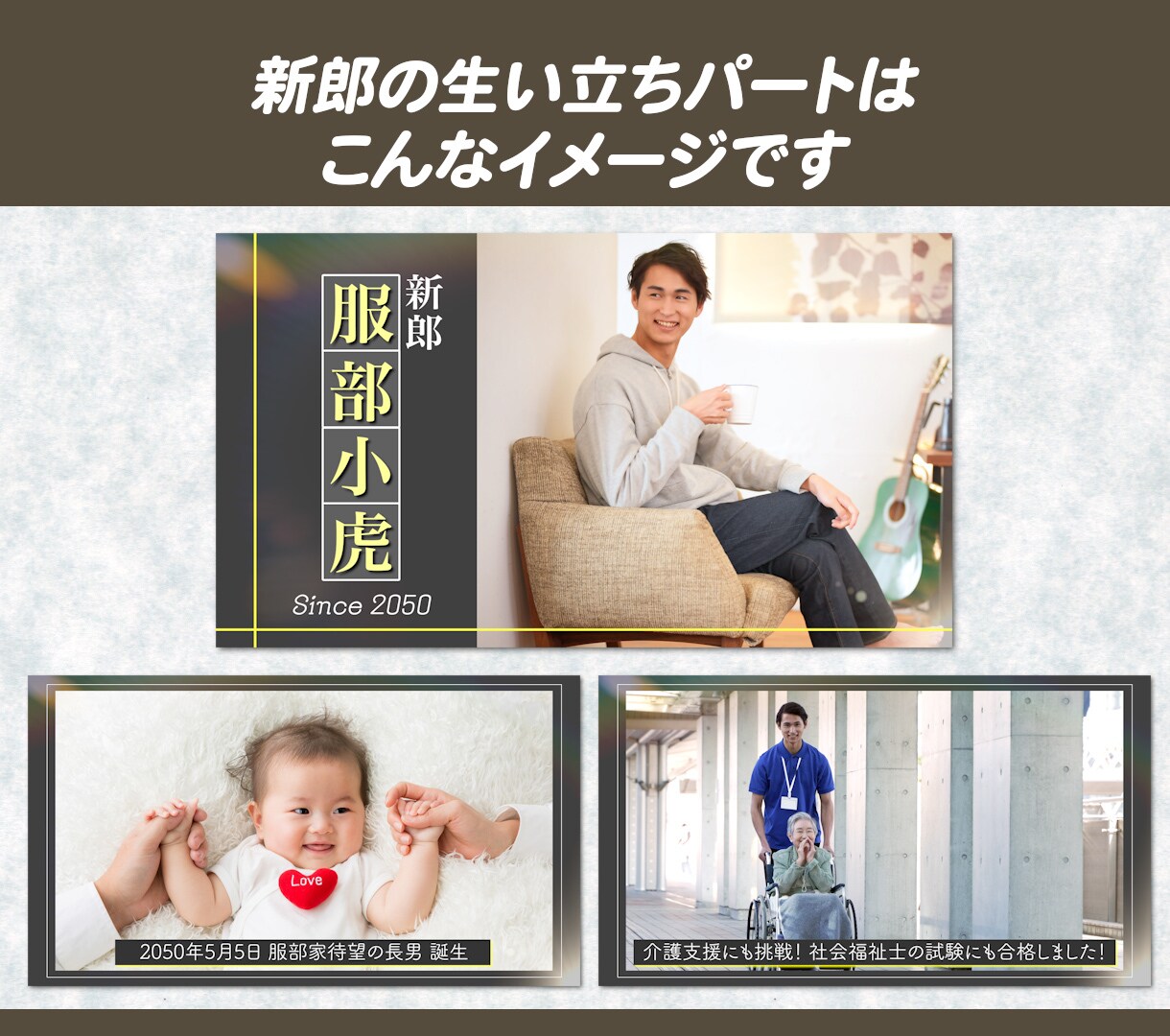 ドキュメンタリー番組のような結婚式ムービー作ります 基本料金内で20カットの持ち込み動画を入れることができます イメージ4
