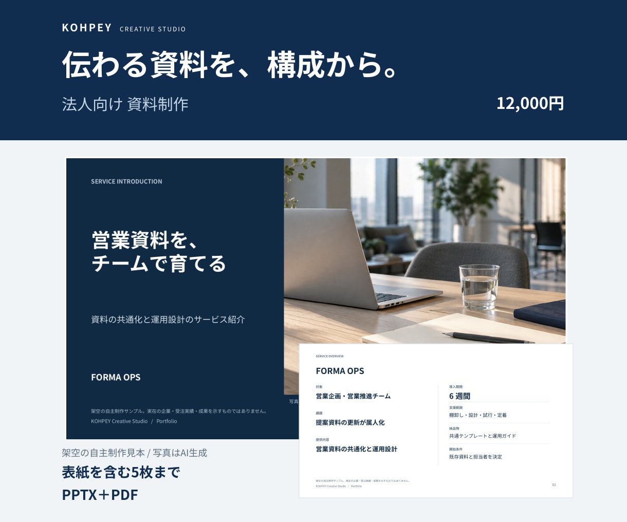 Wordやメモから営業・説明資料を作成します 情報整理から構成・文章・図解まで。5枚の資料に整えます イメージ1