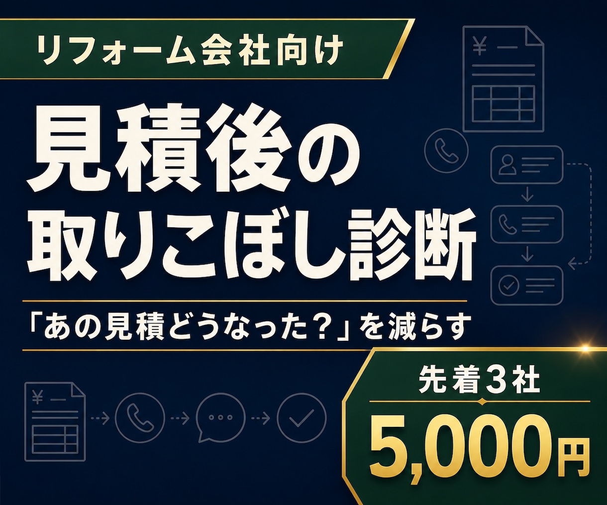 リフォーム会社の見積後の取りこぼしを診断します 返事のない見積を放置しない｜誰が・いつ追うかを設計 イメージ1