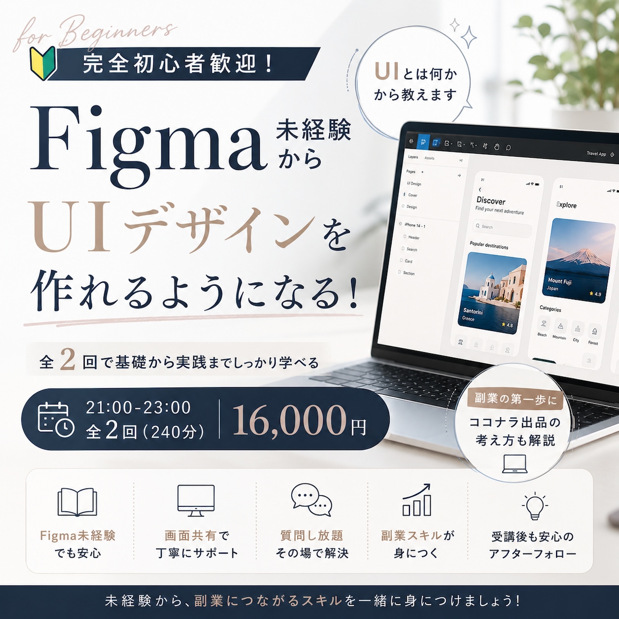 Figma初心者向けUI講座【全2回】で教えます UIとは何かから解説。未経験から副業の第一歩をサポート イメージ1