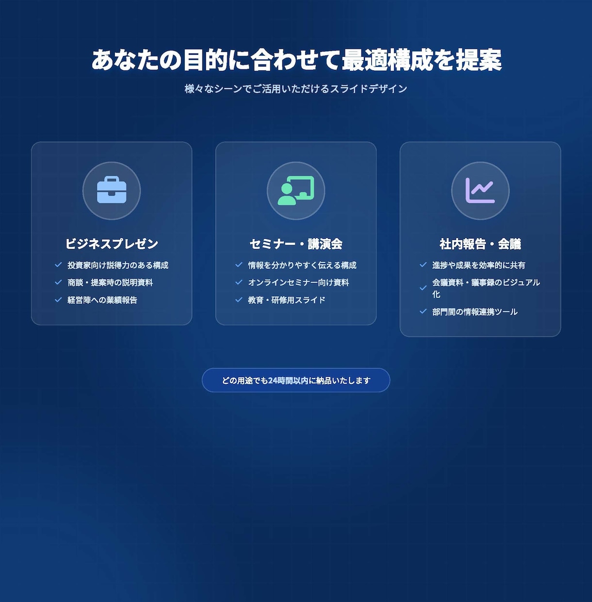 最短24h！AIで高品質スライド作成します ビジネス・セミナー・提案資料をスピーディに作成 イメージ6