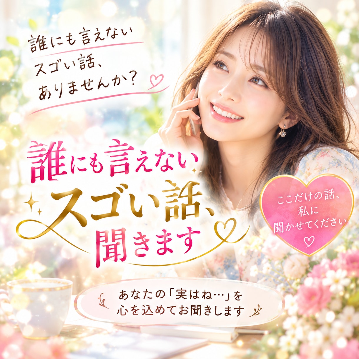 誰にも言えないスゴいお話、聞きます 誰にも話せない、そのスゴいお話を私に聞かせてください。 イメージ1