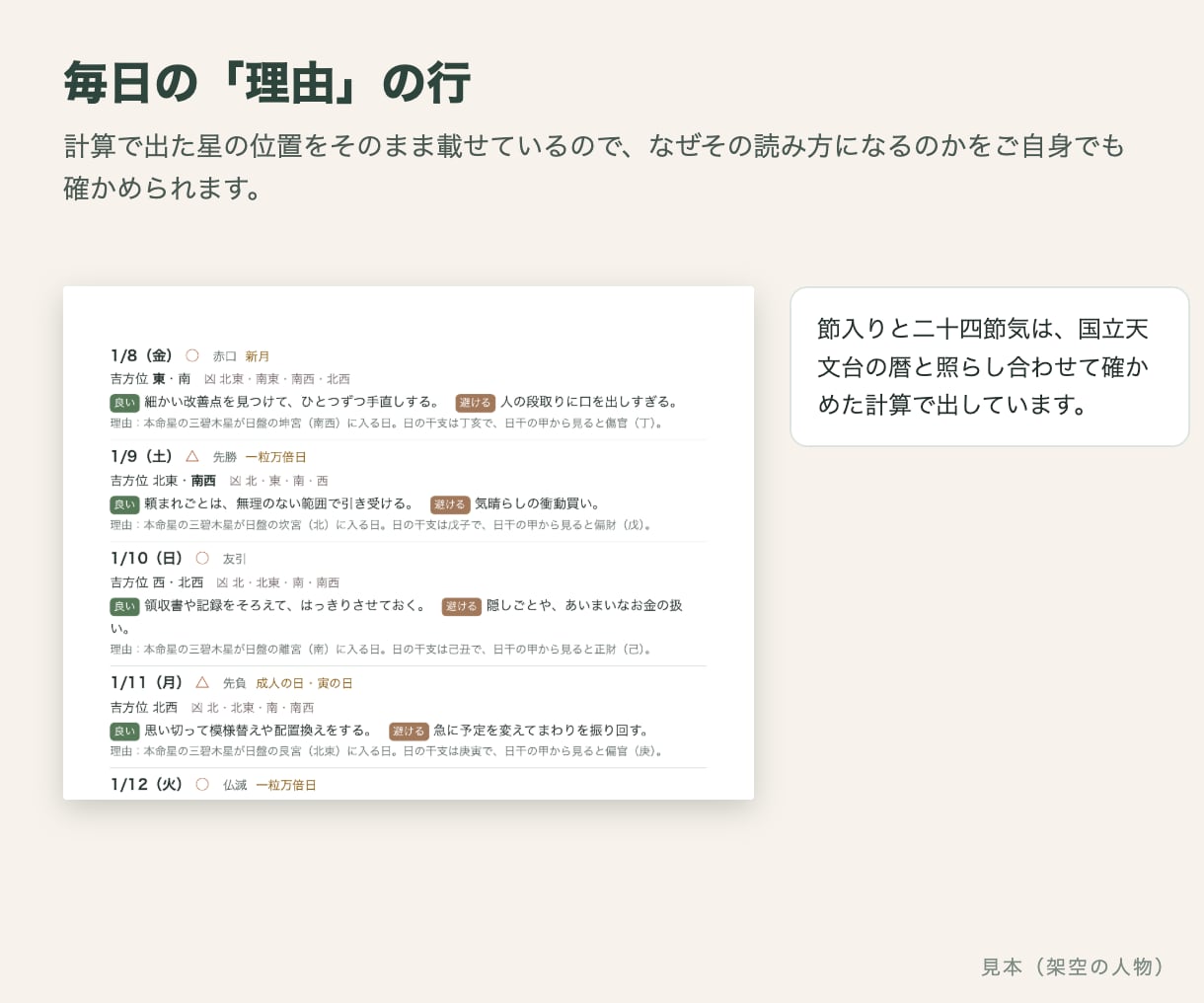 生年月日から2027年の吉方位カレンダーを作ります 365日分の吉方位と毎日の過ごし方。待受12枚つき イメージ9